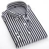 Herren Slim Gestreift Langarmhemd Büro Business Kleid Frühling Herbst Klassisch Schwarz Weiß Mode Koreanische Freizeithemden