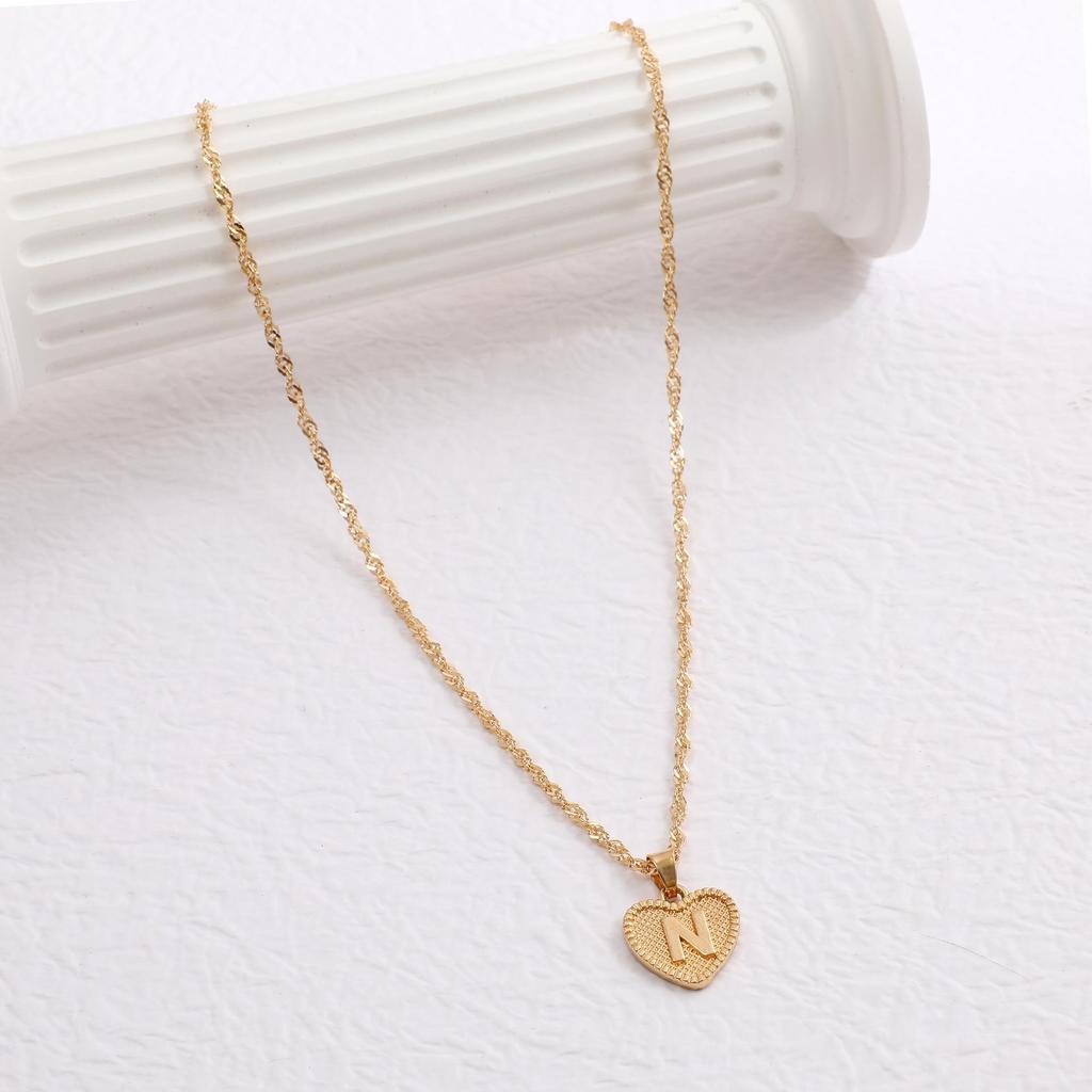 Handmade Love Letter Pendant Necklace - Heart & Water Wave Chain Design