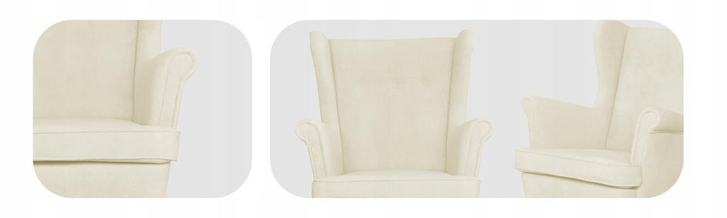 Fotel uszak skandynawski welur kremowy jasny Hunter Family Meble beżowy