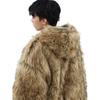 STREETRICH Pánské prošívané bundy Americký styl PU kůže Oboustranné Faux Fur Fleece Zesílené Jednobarevné Volné Pánské kabáty Trendy