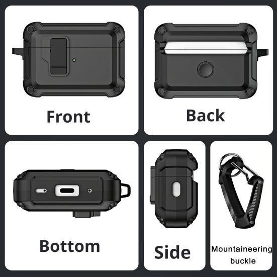 Kryt na sluchátka pro Airpods Pro 2 Shock-Proof Skin Full Cover s duálním materiálem Podpora bezdrátového nabíjení Switch Lock Ochranné pouzdro na sluchátka