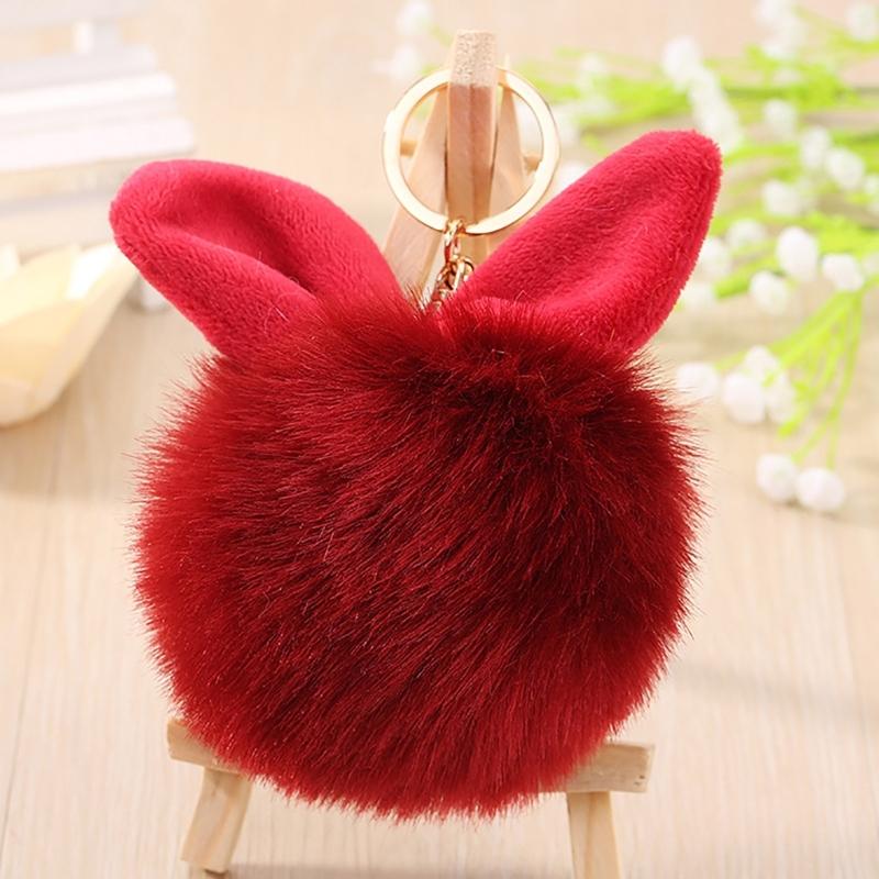 Soft Artificial Rabbit Furs Keychain Plushs Ball KeyRing Cute Pom Pom Bag Charm Car Pendant Decoration for Women Girls