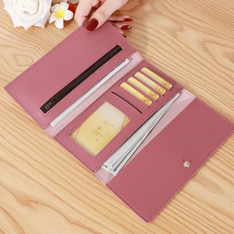 Women's Long Zipper Wallets Simple Daisy Versatile Mobile Phone Bag Solid Color Large Capacity Casual Purse