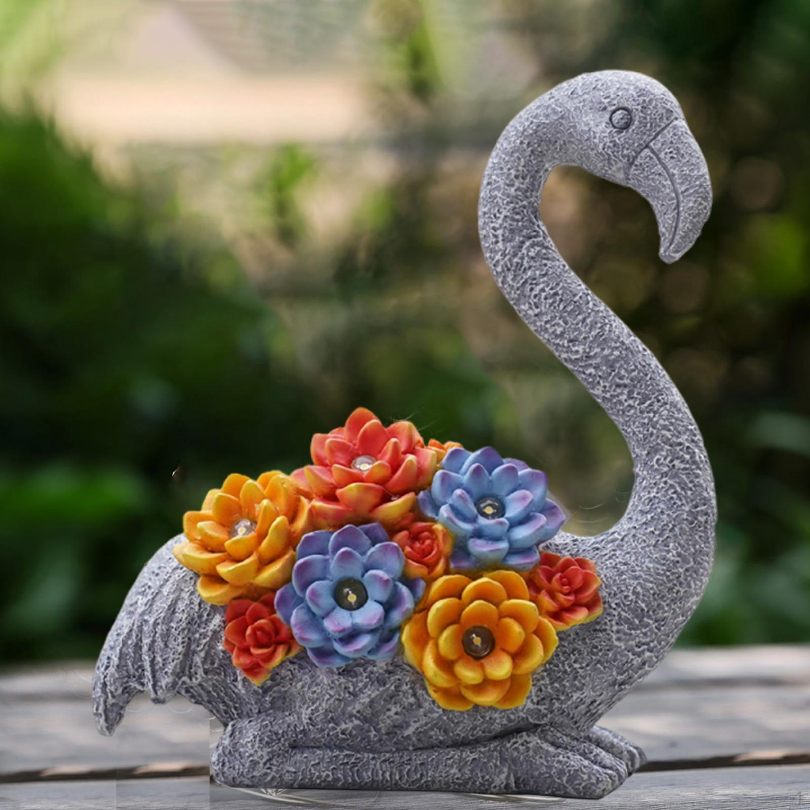 

Garden Solar Statue LED Lights Lawn Ornament Home Decor Nightlight Landscape Outdoor Flamingo серый