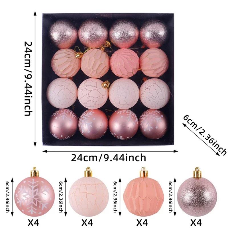 16PCS 6cm Christmas Ball Pendant Christmas Party Tree Decor Christmas Ball Pendant Gift Set New Year Xmas Hanging Ornament