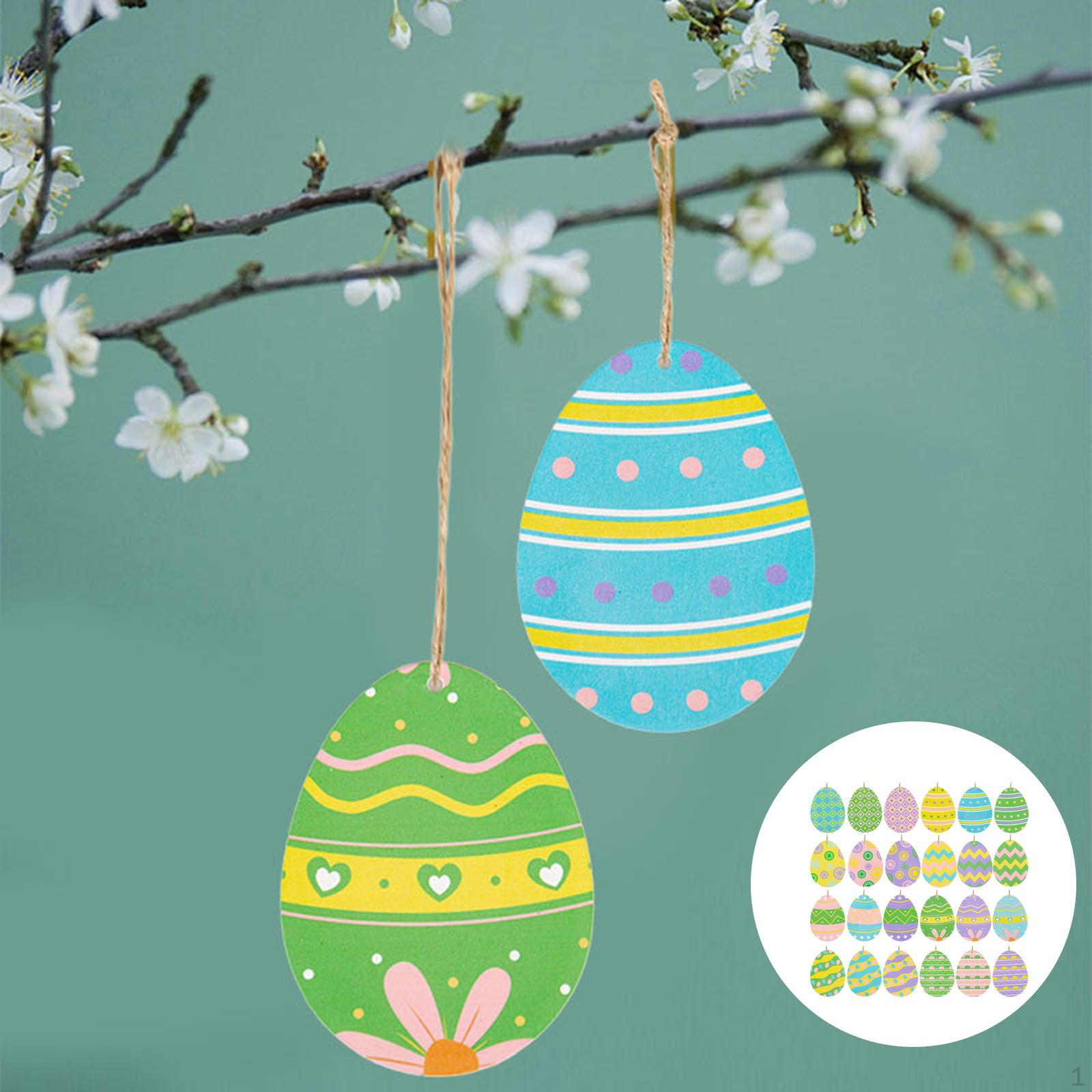 

24 шт. пасхальные деревянные елочные украшения, деревянные яйца, вырезы, украшения, ломтики для дома