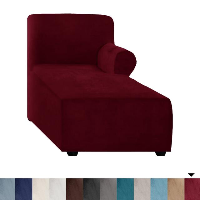 Velvet Chaise Longue Sofa Cover L Shape Stretch Sofa Bed Covers Non Slip Washable Remoavble Couch Slipcovers Furniture Protector