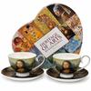 Mona Lisa Porcelain Cups with Saucers, Set of 2 - Gift Set