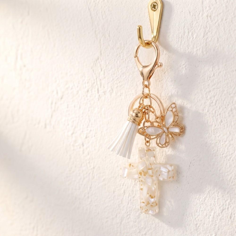 Tassel Butterfly Keychain Sequin Bag Hanging Fashion Cross Pendant Keychain Gifts