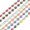 Evil Eye Double-sided Enamel Bracelets 304 Stainless Steel Handmade Link Chain Religious Retro Gift Jewelry 16.5cm(6 4/8") long