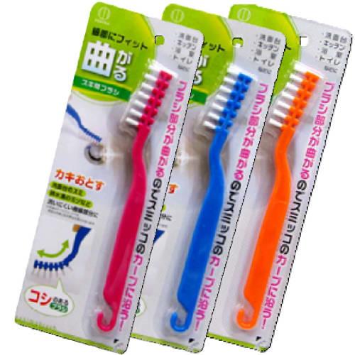 [Fits Into Tight Spots and Removes Dirt!] Flexible Crevice Brush for Corners of Sinks, Drain Grooves, and Toilet Crevices. Handles Available In 3 Asso