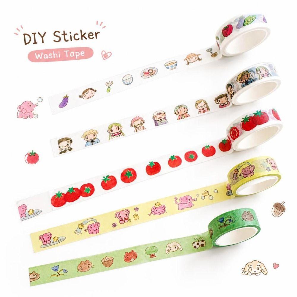 Tearable Washi Tape Cartoon Pattern Journal Tape Creative DIY Craft Tape Journaling