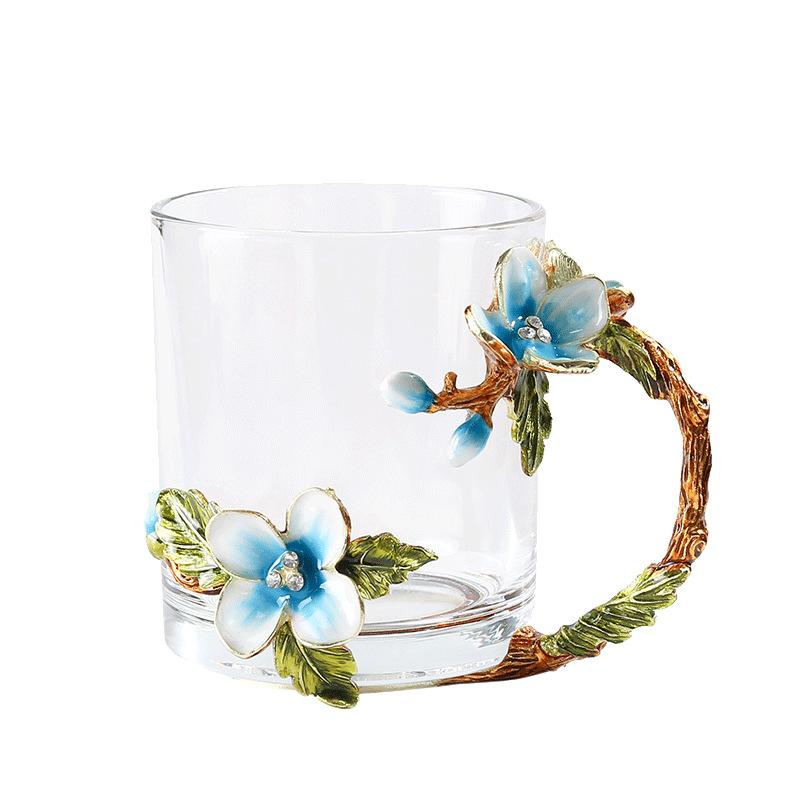 Household Large-Capacity Cold Kettle, Teapot, High-Value Drinking Cup, Exquisite Coffee Cup, Water Cup, Enamel Color Cherry Blossom Cup