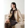 JIUZI Anna Barn Style PU Collar 100% Wool Double-Sided Coat
