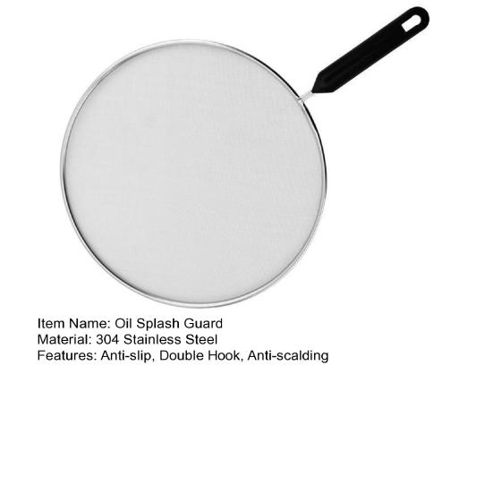Oil Splash Guard Stainless Steel Fine Mesh Grease Splatter Screen with Easy-Grip Handles