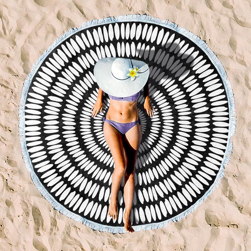 Serviette de Plage Ronde en Fibre Ultra-Fine pour Adultes - Personnalisable, Serviette de Sport et de Bain Absorbante