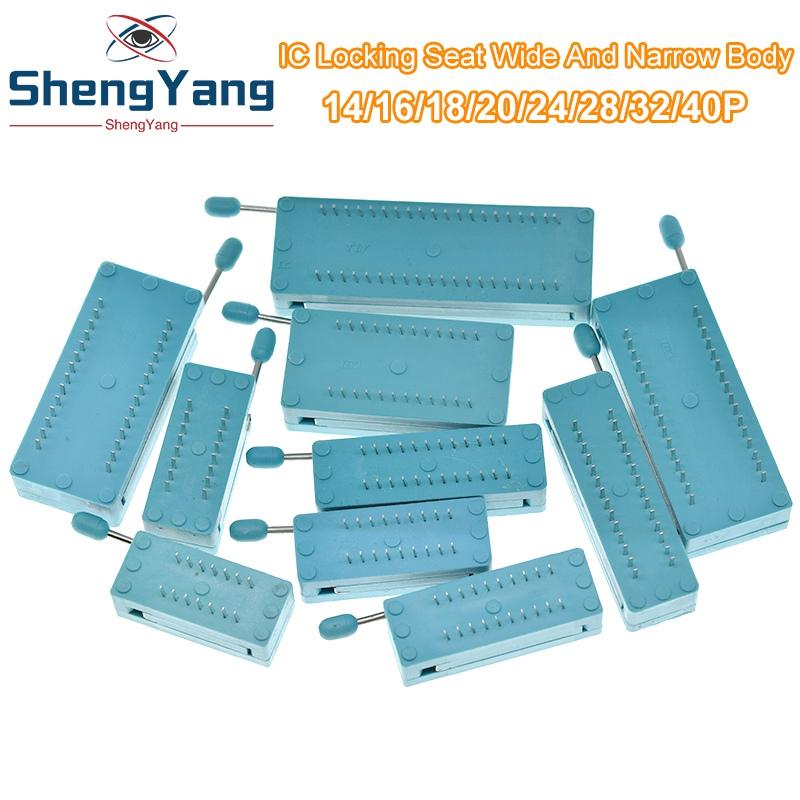 1/2/5pcs/lot 14 16 18 20 24 28 32 40 P Pin 2.54 MM Green DIP Universal ZIF IC Socket Test Solder Type IC lock seat zif socket