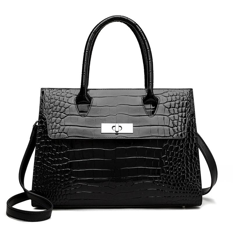 Elegant Coffee Croco-Embossed Cowhide Tote Bag – Stylish & Practical for Travel