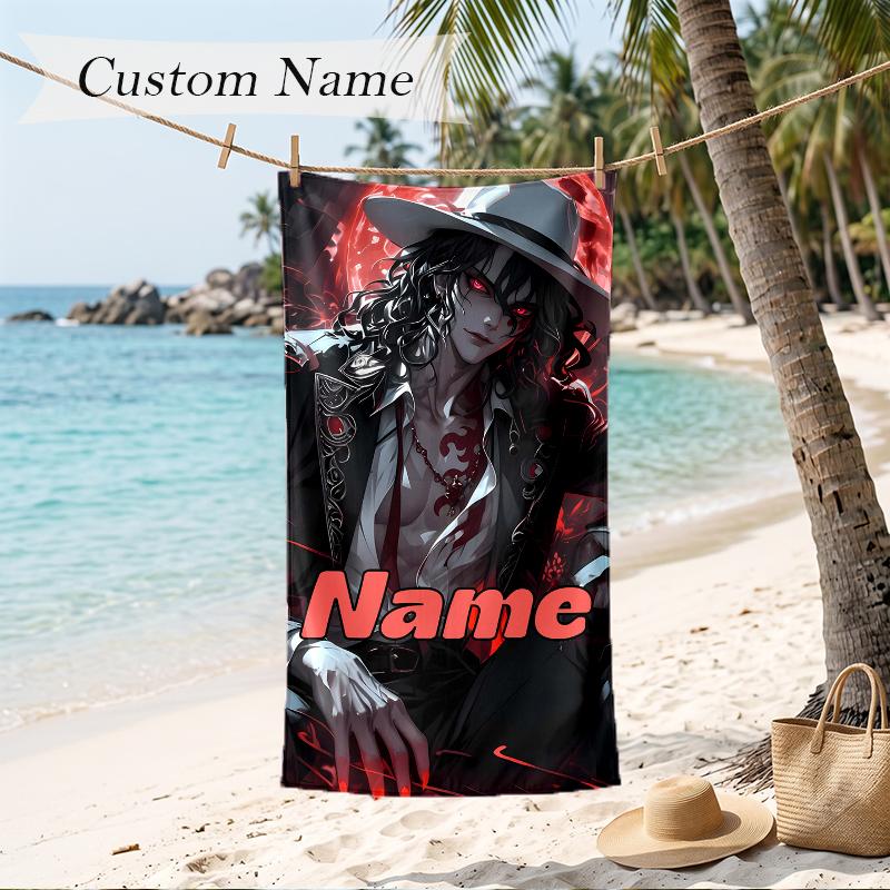 Muzan Kibutsuji Custom Name Printed Beach Towel Personalized Soft Towel For Swimming Beach Travel