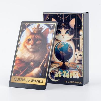 Cat Tarot 78 Card Deck English Version Board Game Divination Tools for Fun Fortune Telling Cards