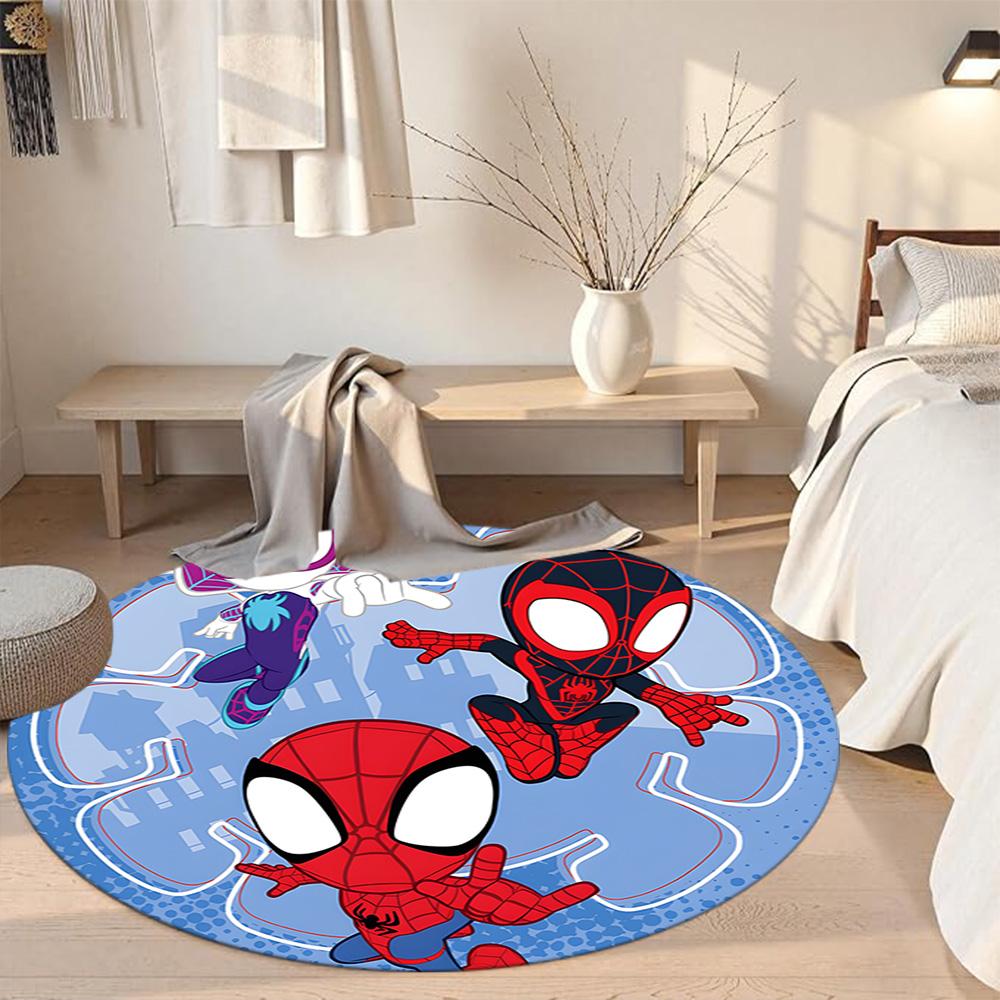 Spider-man Round Floor Mat Suitable for Game Room Living Rooms Dormitory Kitchen Anti-slip Round Rug Decorate Offices Best for Christmas