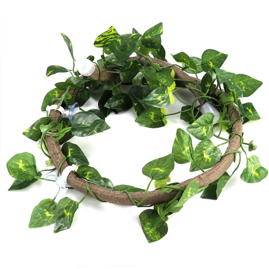 Reptil Klättergren Flexibel Djungel 3.28ft Rattan 1st Vinstock(3.28ft Rattan+Scindapsusblad)
