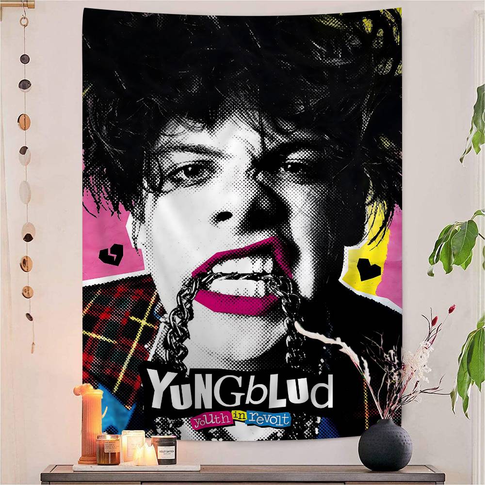 YYungblud Hot Singer Cartoon Tapestry Bohemian Wall Tapestries Mandala Home Decor