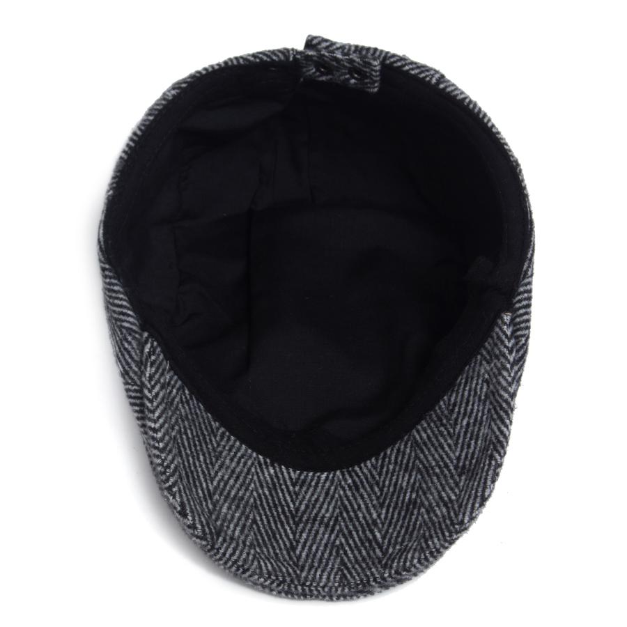 Vintage Big Herringbone Beret For Men Autumn Winter Warm Casual Newsboy Cap Fashion Women Flat Hat Double Breasted Adjustable