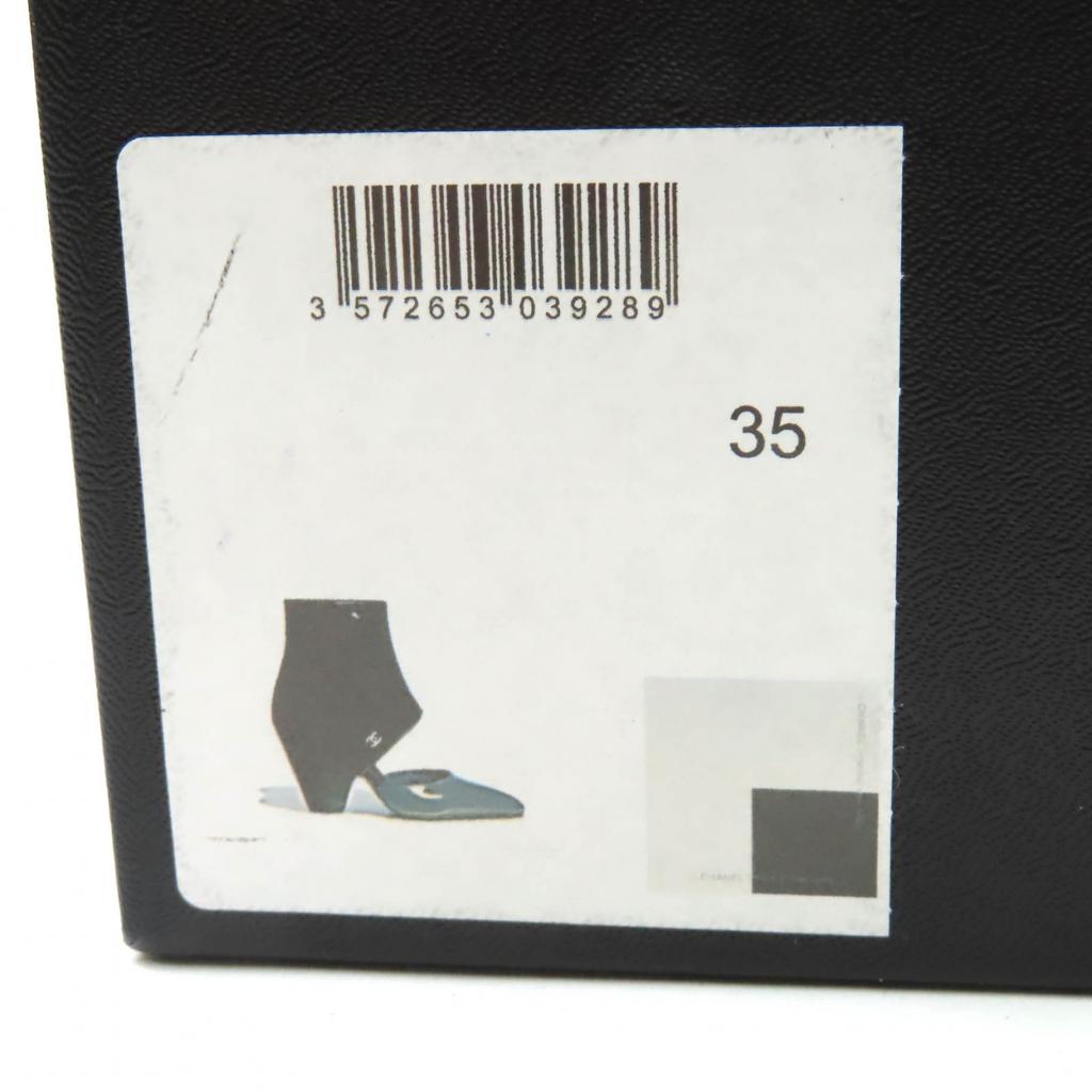 CHANEL Ankle boots Black White Patent leather Women 35 G35430 Used