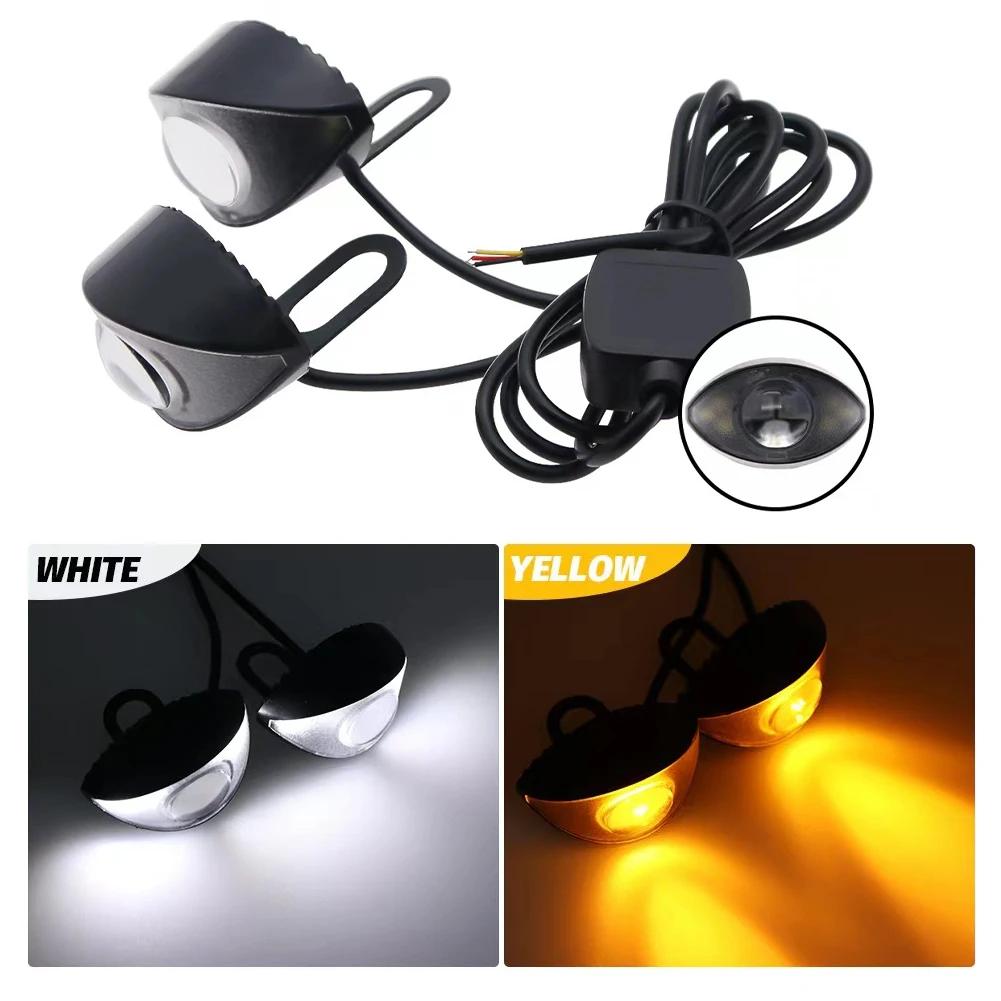 2PCS Motorcycle Rearview Mirror LED Eagle Lights Electric Bike Turn Signal Brake Light Headlight Strobe Light Universal