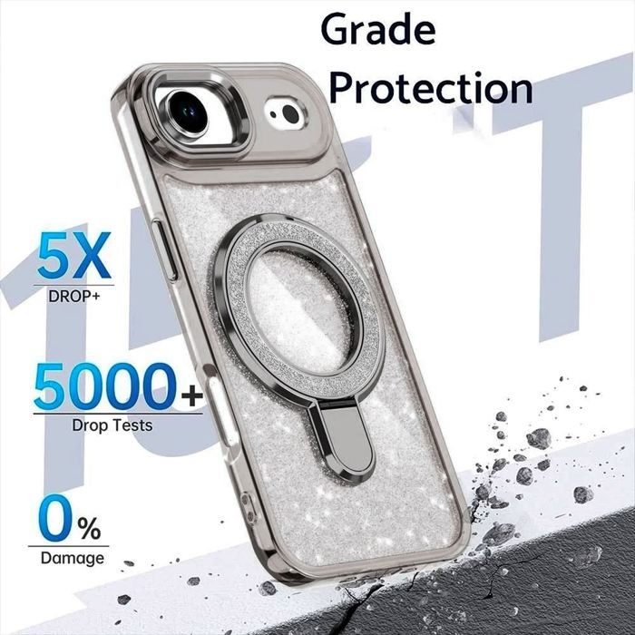 Coque de Téléphone - BOOLING - pour iPhone Air - Hybride Anti-Rayures Pailletté Cercle Magnétique Gris