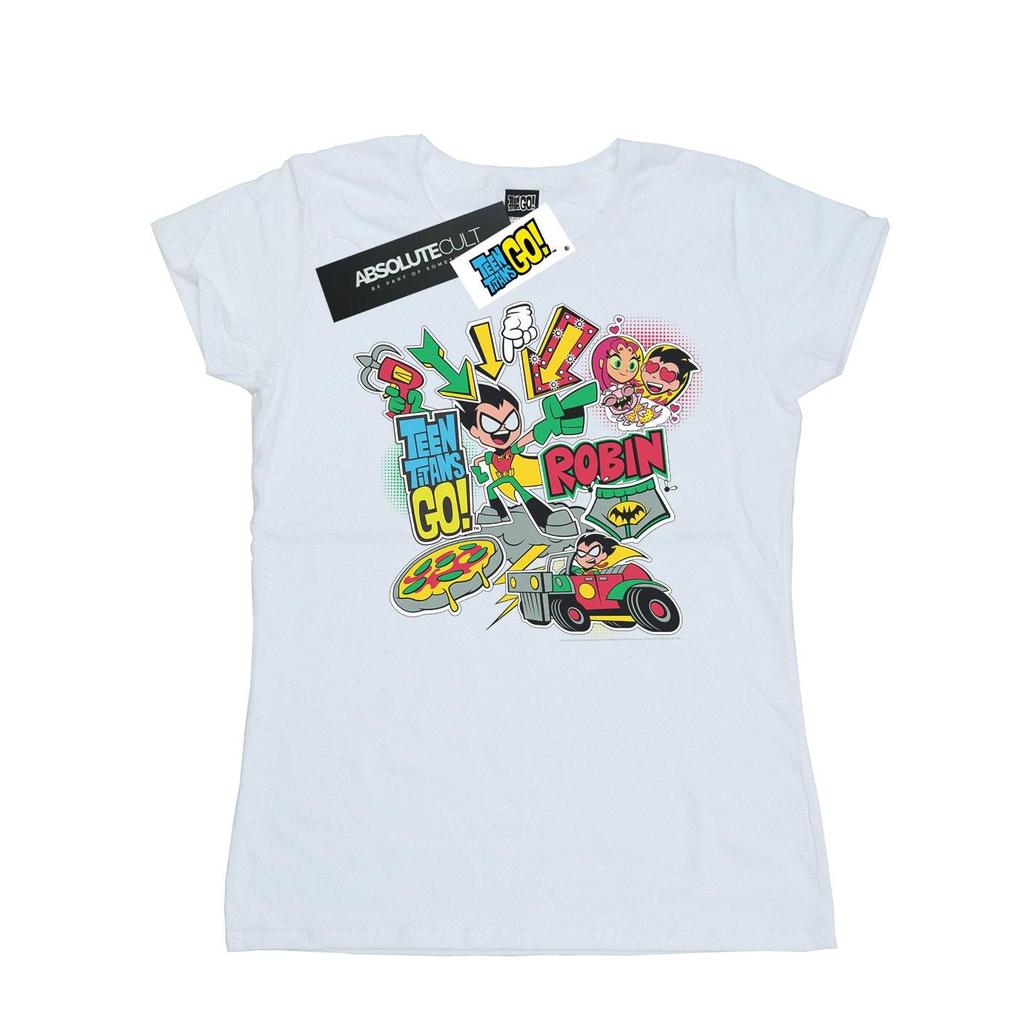 DC Comics Womens/Ladies Teen Titans Go Robin Montage Cotton T-Shirt
