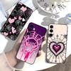 Gothic Dark Sweetheart Phone Case For Samsung Galaxy A73,21,22,32,71,53,52,51,80,5G Soft Black Cover