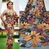 1 Yards 3D Embroidery Mesh Flower Colorful Thread Sequin Fabric Mesh African Lace Sequin Fabric For Sewing Evening Dress