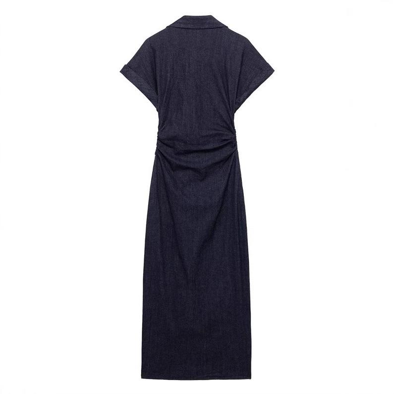 TAOP&ZA Dámské letní midi šaty bodycon s véčkovým výstřihem a bočním řasením