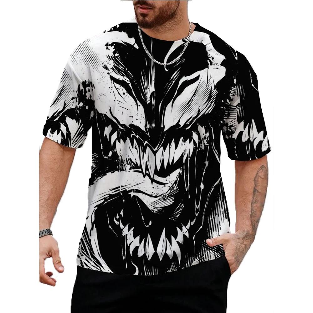 Marvel Venom Graphic T-Shirt Men Summer Cartoon Tops Male Casual Stylish Short Sleeve Clothing Fashion Trend Streetwear