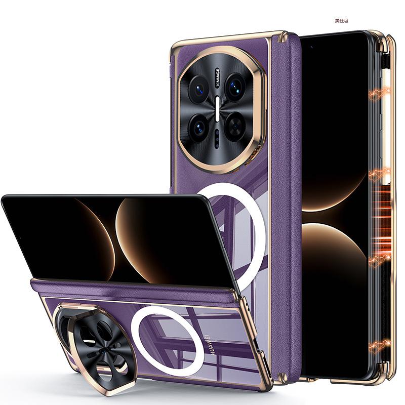 Applicable To Huawei Matex7 Mobile Phone Case, Lens Holder, Dual-axis Hinge X6 Collector's Edition, Magnetic Electroplating Transparent Case