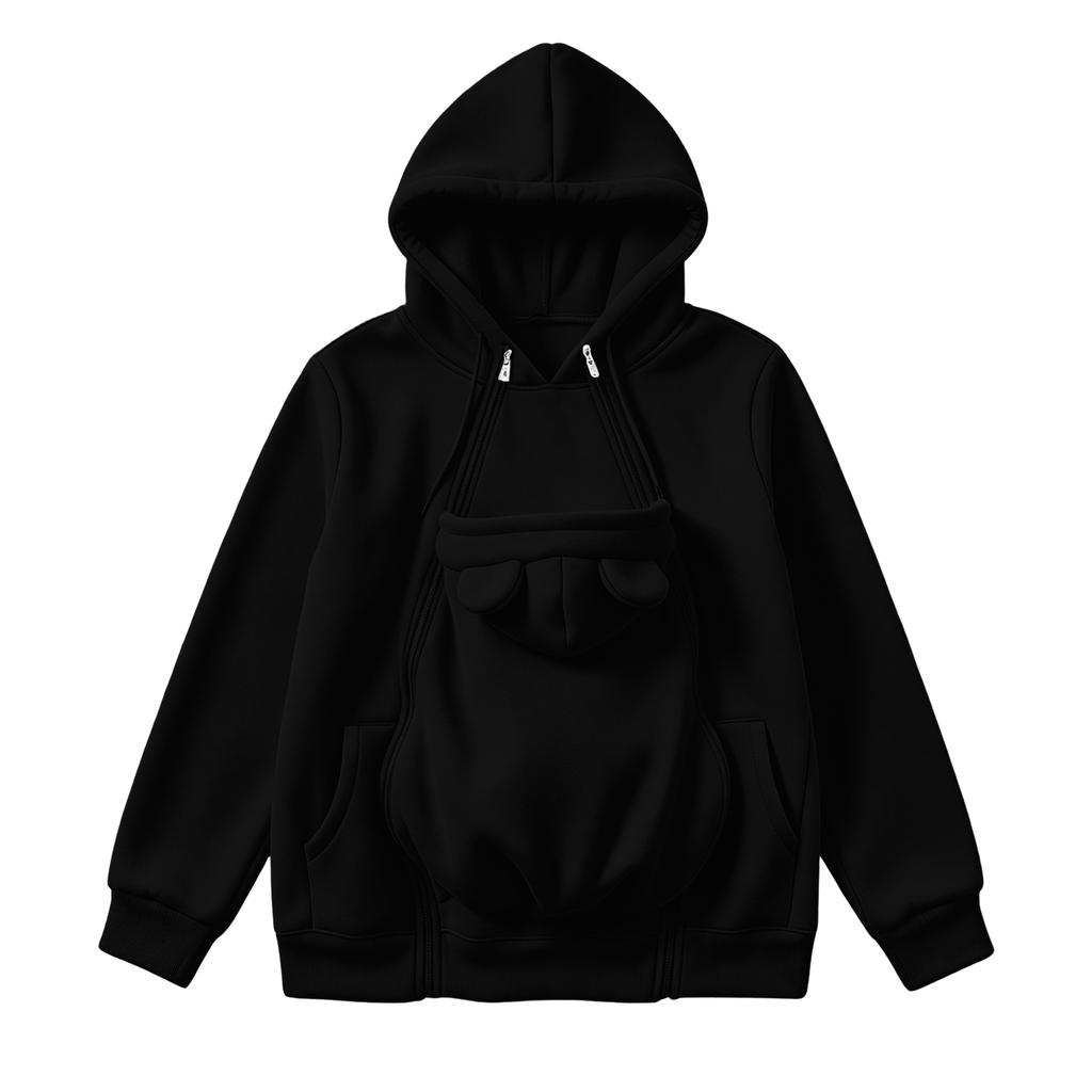 Damen Winter Warm Umstands-Hoodie mit durchgehendem Reißverschluss Babytragejacke für die Schwangerschaft