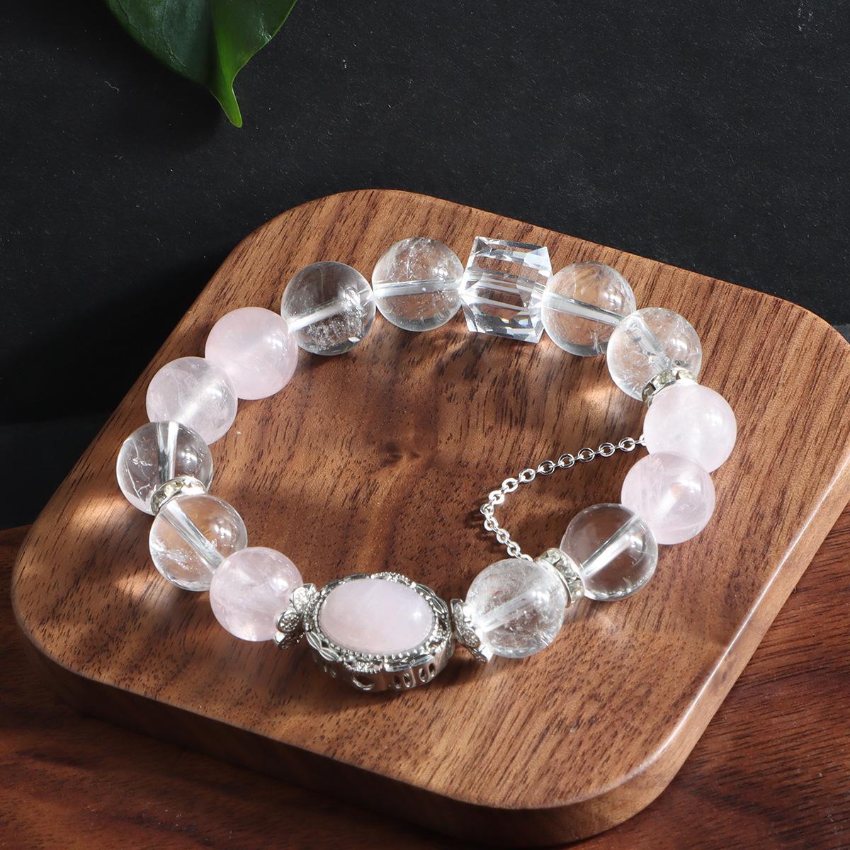 

Bracelet Natural White Crystal Aquamarine Fashion Crystal Bracelet Egg Shaped Inlaid Chain Original