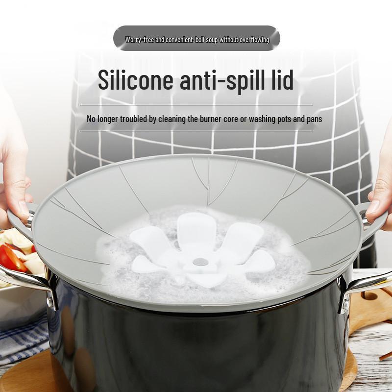 Foldable, High Temperature Resistant, Food-Grade Silicone Anti-Overflow Pot Lid for Soup and Porridge
