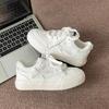 Retro platform white shoes women's spring and summer new round head casual lace-up board shoes women's tide