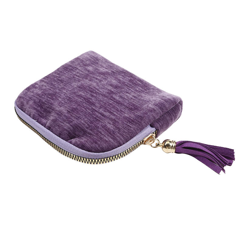 

Fashion Zipper Tassel Jewelry Box Portable Zipper Jewelry Bag Protective Small Travel Bead Bracelet Necklace Storage Pouches фиолетовый