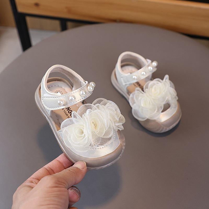 

New Summer Korean Style Little Girl Princess Shoes, Anti-collision Anti-slip Baby Girls Sandals for Toddlers 26 бежевый