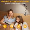 USB Rechargeable LED Desk Lamp,3 Modes Touch Dimming Eye-Caring Table Lamp w/Folding Clamp,Portable Night Light for Study Read