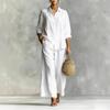 TIFICY Pantaloni da donna moda casual primavera autunno stampa tinta unita manica lunga collo a polo pantaloni tute