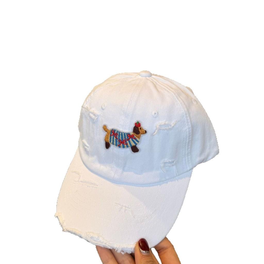 Childrens Cartoon Duck Bill Cap With Embroidered Dachshund Pattern Sun Protection For Spring And Autumn