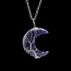 Chakela Natural Crystal Gravel Resin Winding Tree Of Life Moon Pendant Crescent Necklace N755