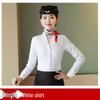Women's White V-neck Professional Flight Attendant Shirt: Interview and Workwear Suit for Airline and Hotel Staff