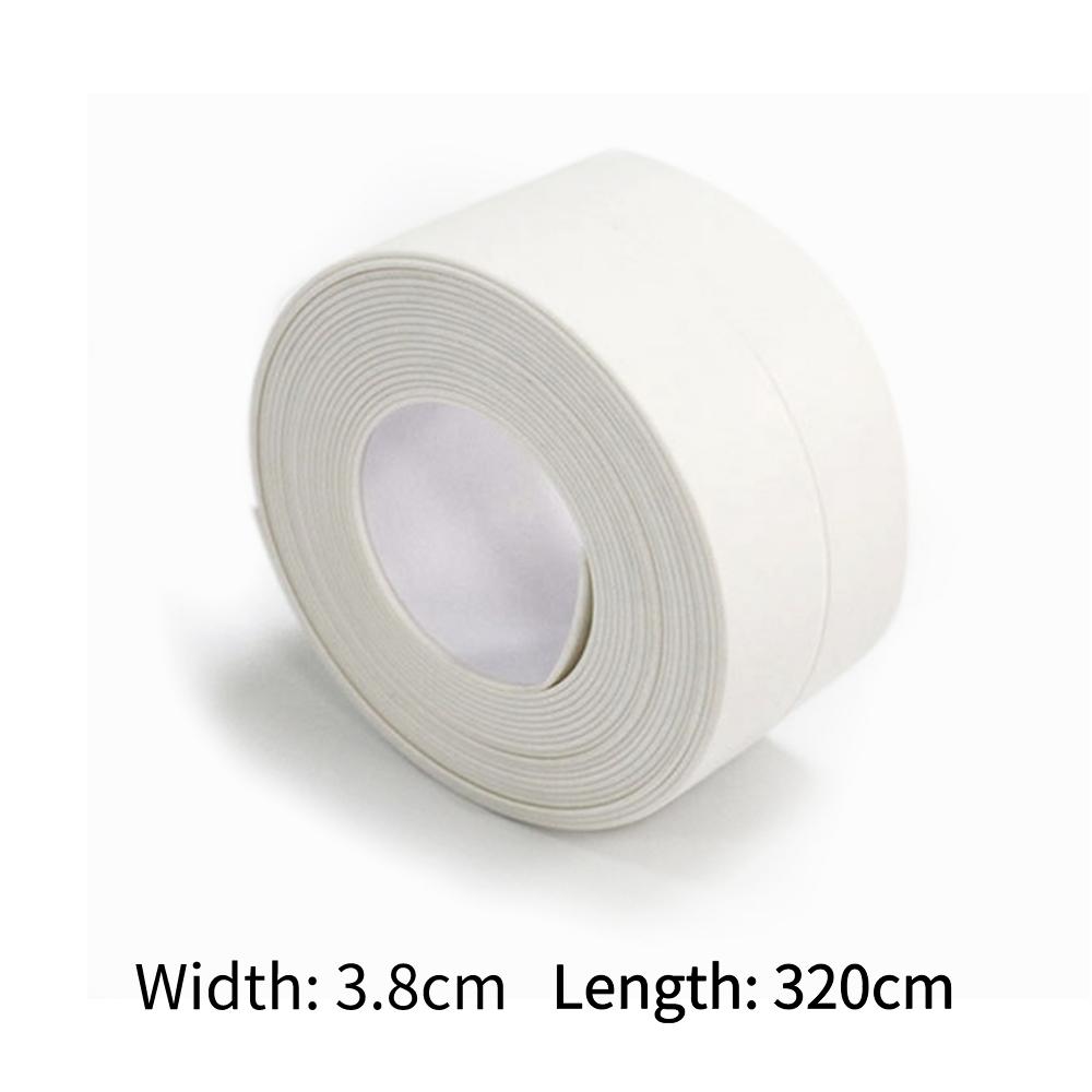 

ПВХ Ванна кімната Кухня Душ Водонепроникна стрічка для захисту від плісняви ​​Раковина Ванна Ущільнювальна стрічка Туалетна щілина Конопатна стрічка Міцна самоклеюча стрічка 3.8CM x 320CM білий