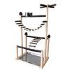 Sturdy Natural Wood Parrot Training Stand With Removable Tray Climbing Ladder Rotating Perch For Large Birds Exercise And Play